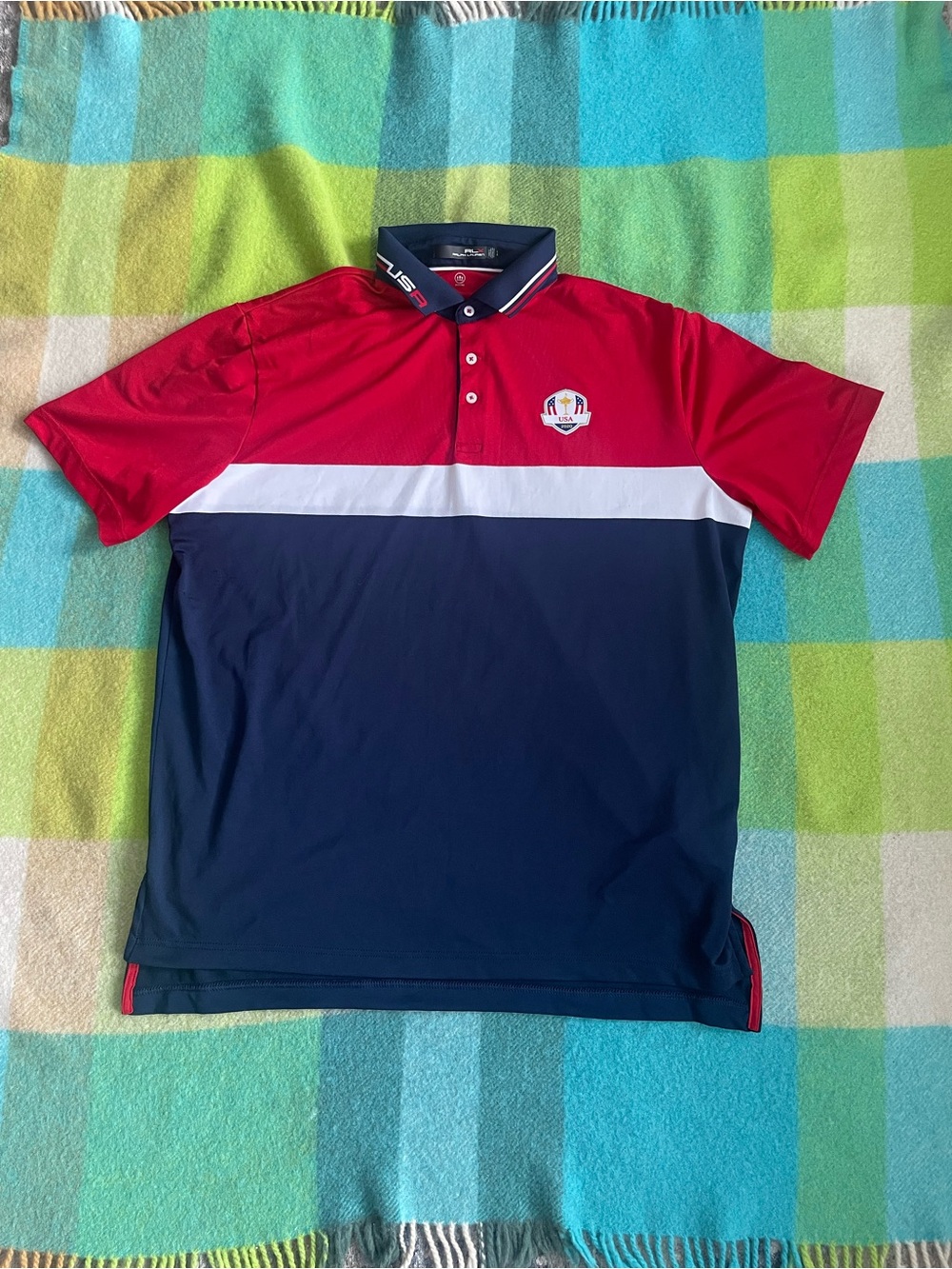 Ralph Lauren RLX Ryder Cup USA 2020 Striped Short Sleeve Golf Polo Shirt